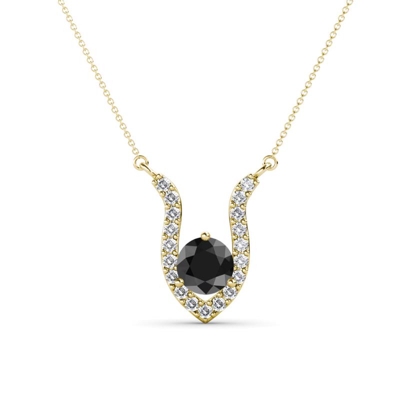 Lauren 5.00 mm Round Black Diamond and White Diamond Accent Pendant Necklace 