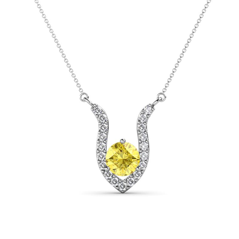 Lauren 5.00 mm Round Lab Created Yellow Sapphire and Diamond Accent Pendant Necklace 