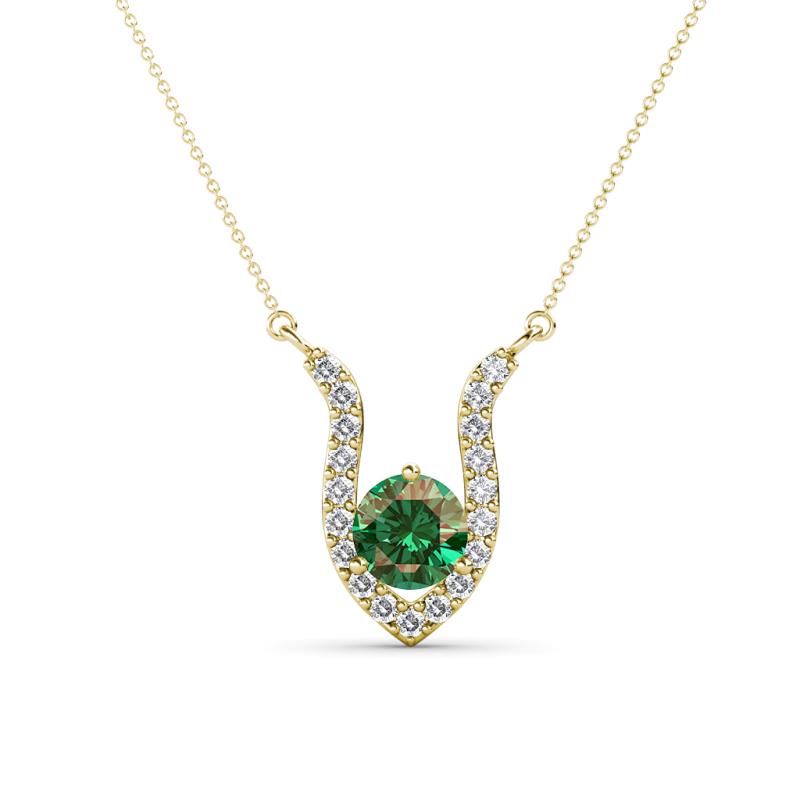 Lauren 5.00 mm Round Lab Created Alexandrite and Diamond Accent Pendant Necklace 