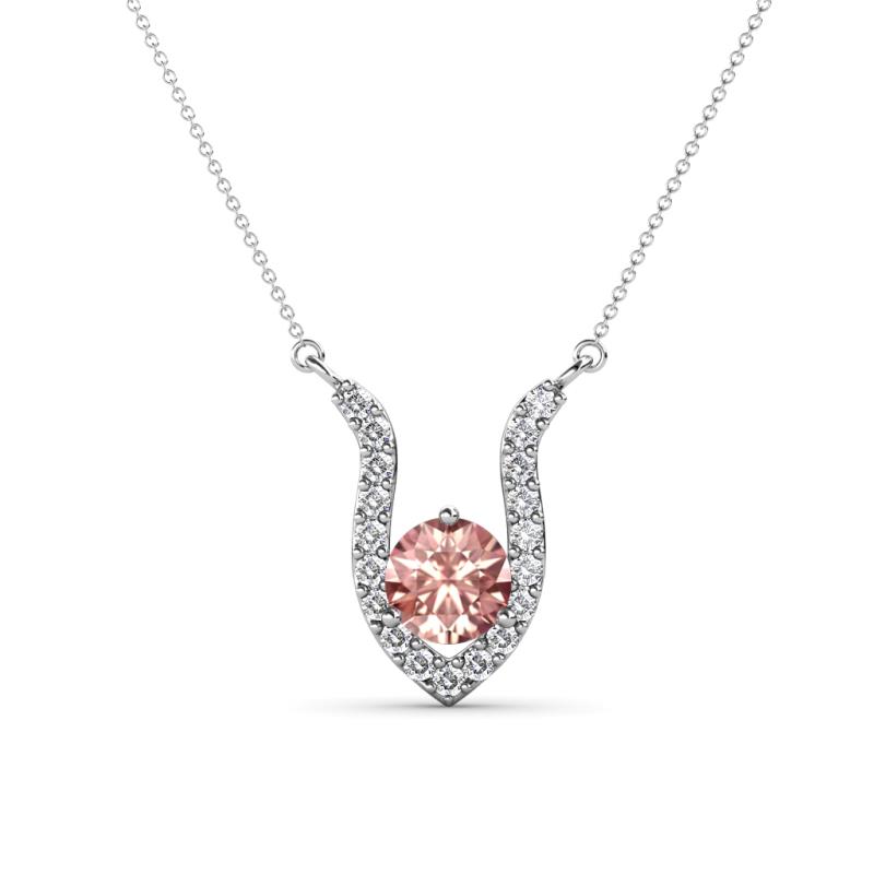 Lauren 5.00 mm Round Morganite and Diamond Accent Pendant Necklace 