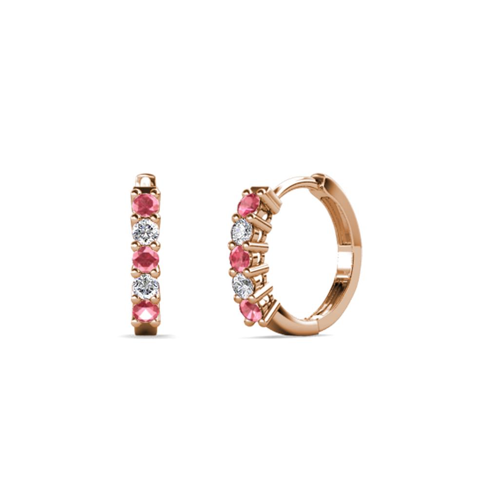 Aricia Petite Pink Tourmaline and Lab Grown Diamond Hoop Earrings 