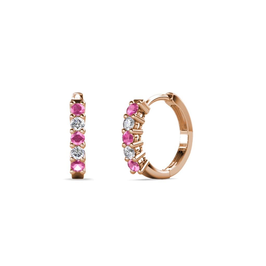 Aricia Petite Pink Sapphire and Lab Grown Diamond Hoop Earrings 