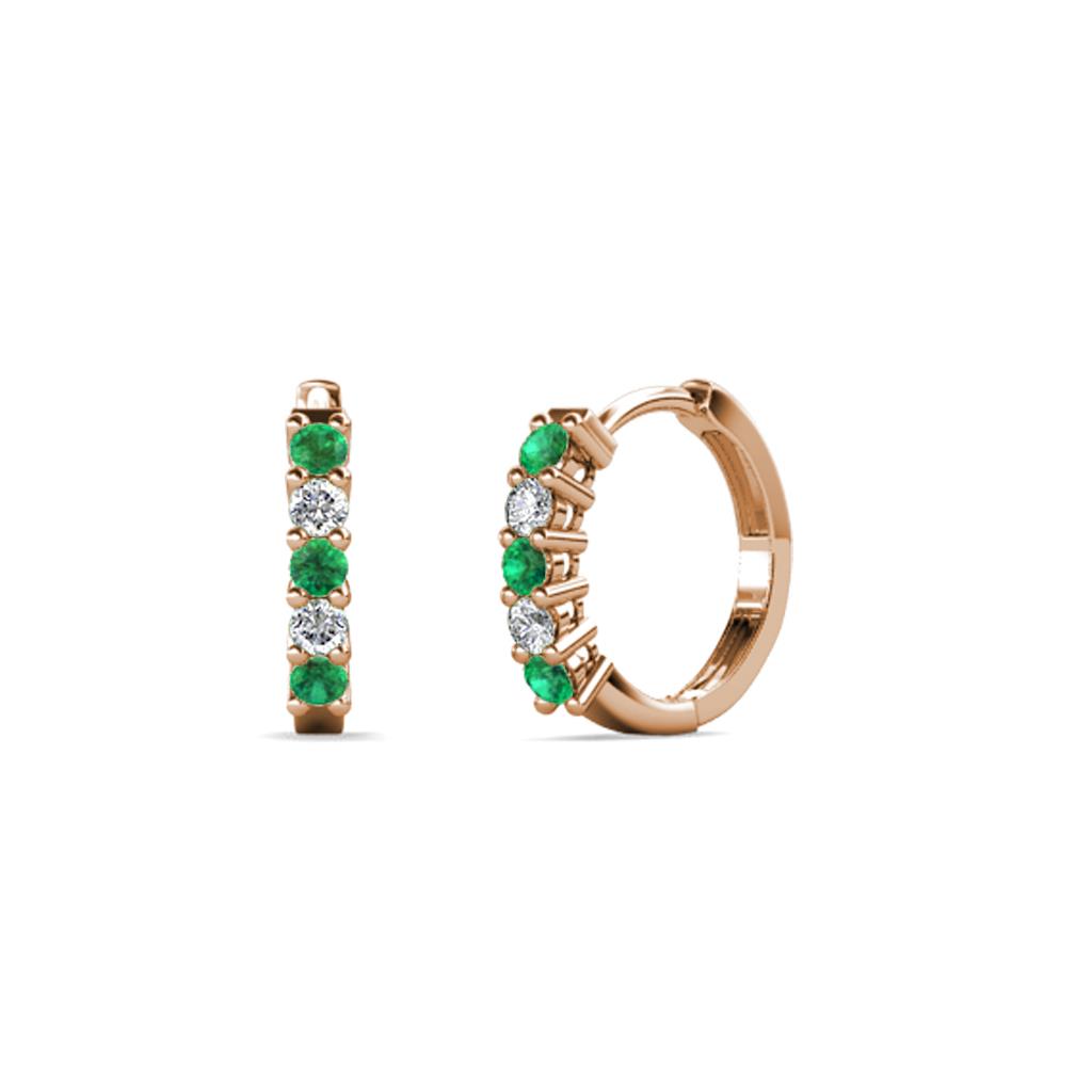 Aricia Petite Emerald and Lab Grown Diamond Hoop Earrings 