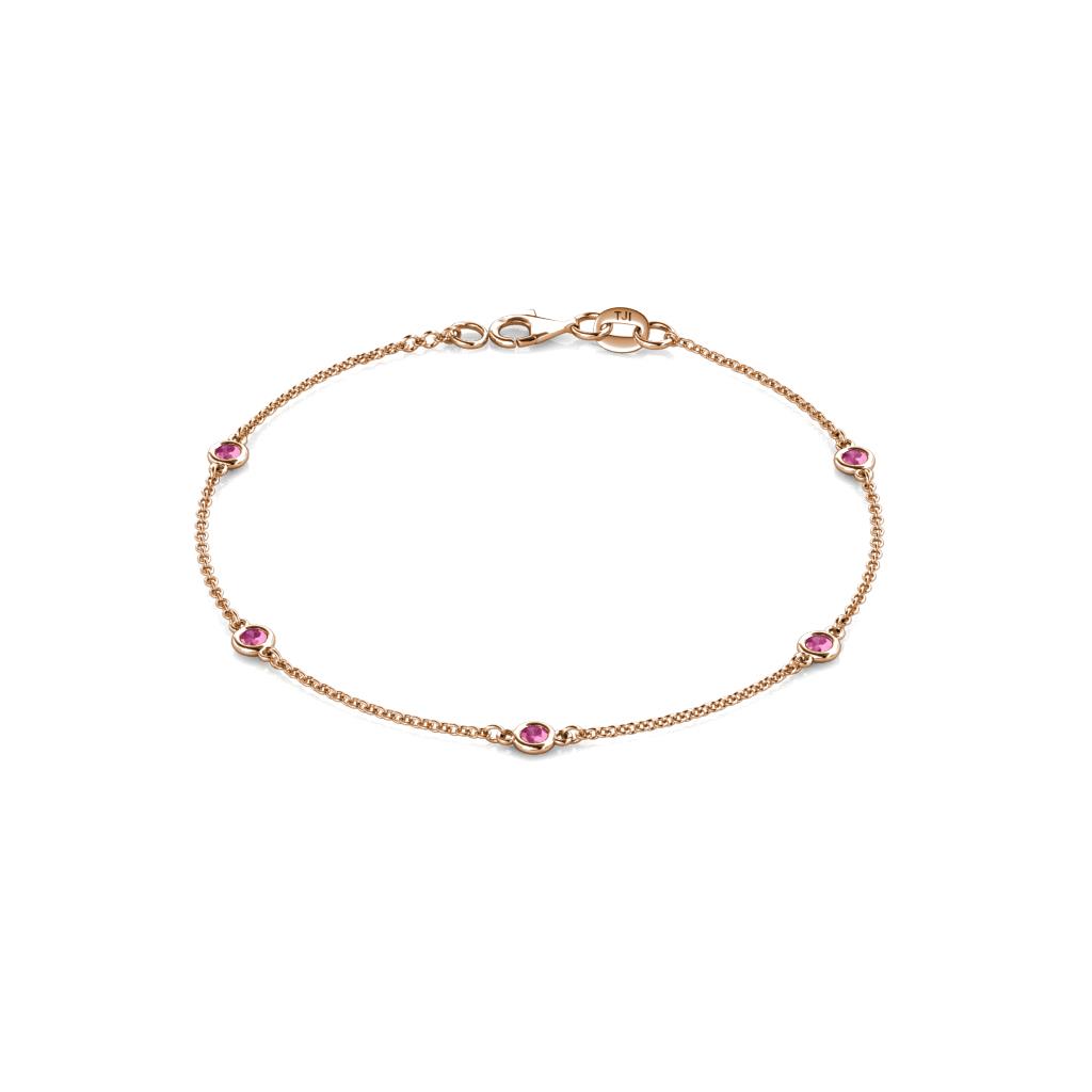 Aizza (5 Stn/2.7mm) Pink Sapphire Station Bracelet 