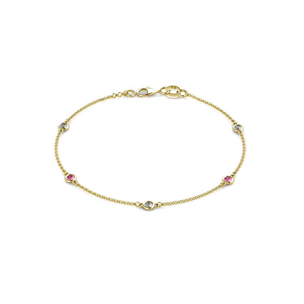 Aizza (5 Stn/2.7mm) Petite Pink Sapphire and Diamond Station Bracelet 