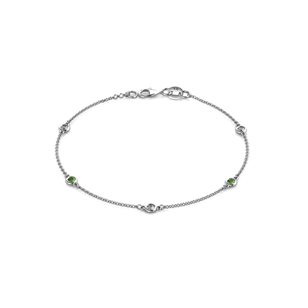 Aizza (5 Stn/2.7mm) Petite Green Garnet and Diamond Station Bracelet 
