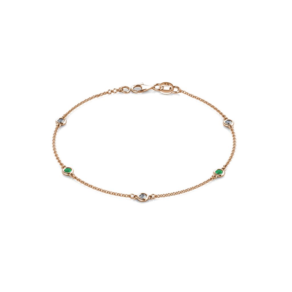 Aizza (5 Stn/2.7mm) Petite Emerald and Diamond Station Bracelet 