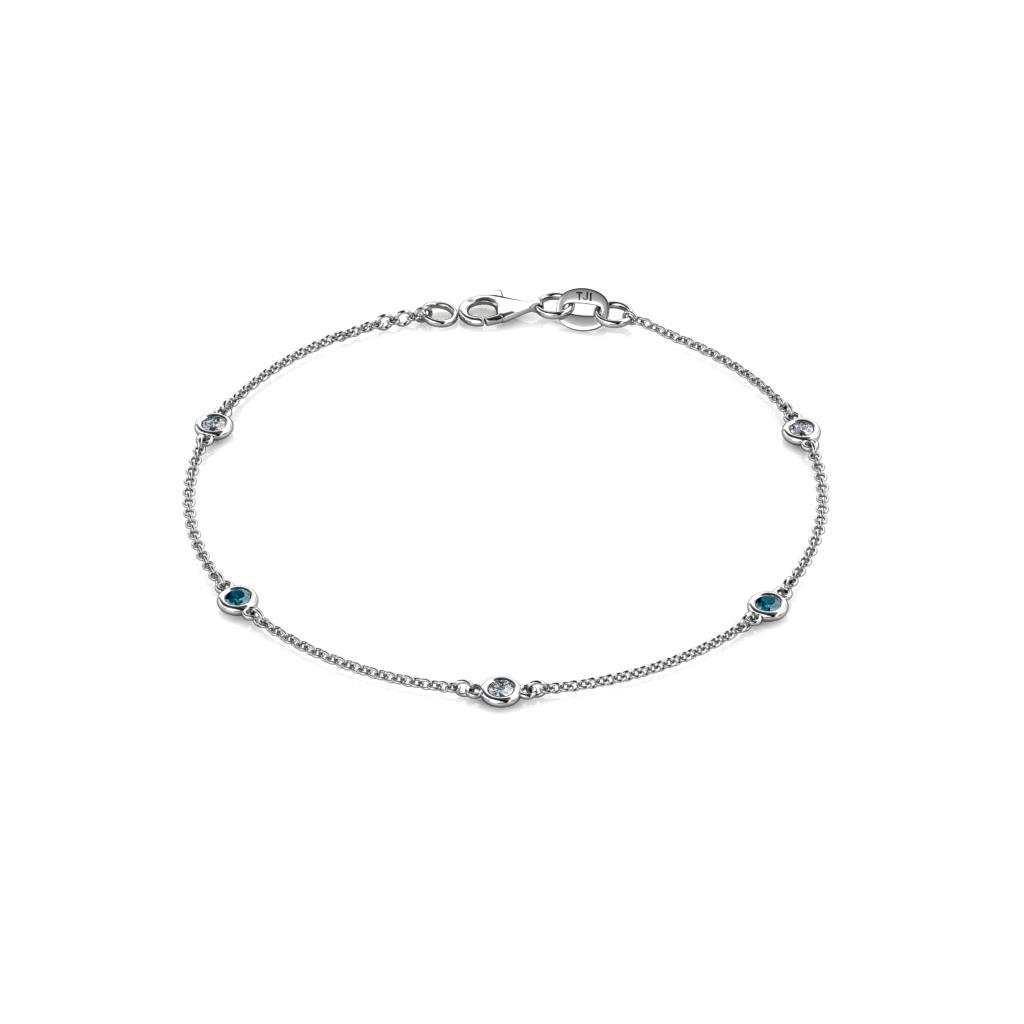 Aizza (5 Stn/2.7mm) Petite Blue and White Diamond Station Bracelet 