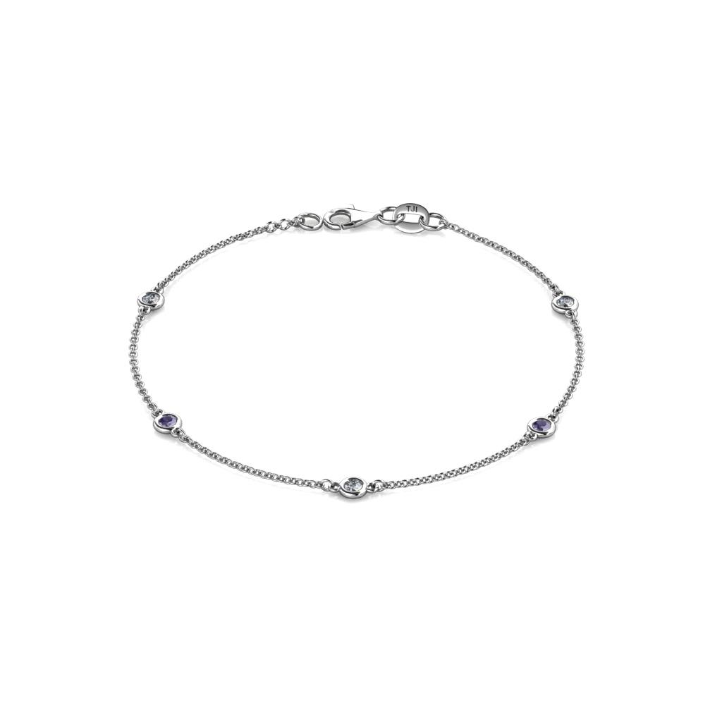 Aizza (5 Stn/2.7mm) Petite Iolite and Diamond Station Bracelet 