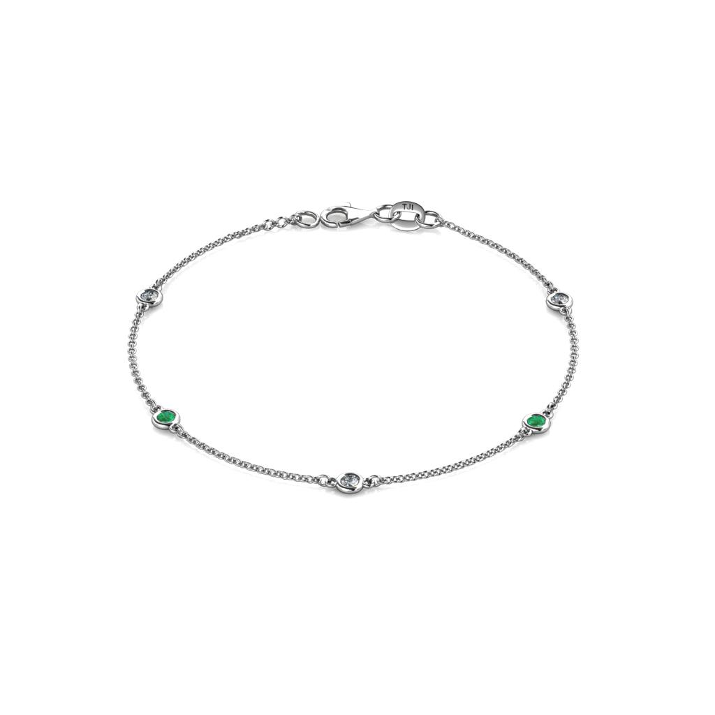 Aizza (5 Stn/2.7mm) Petite Emerald and Diamond Station Bracelet 