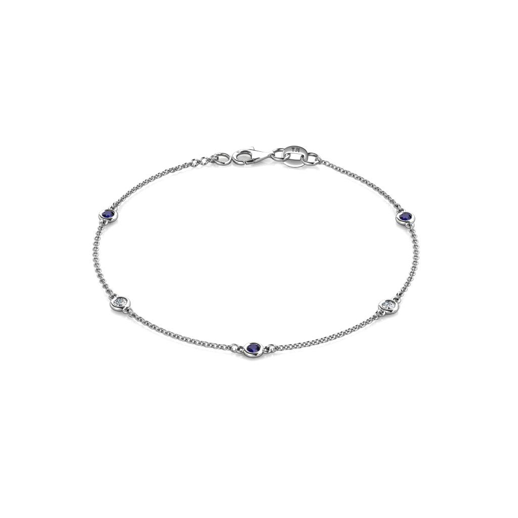 Aizza (5 Stn/2.7mm) Petite Blue Sapphire and Diamond Station Bracelet 