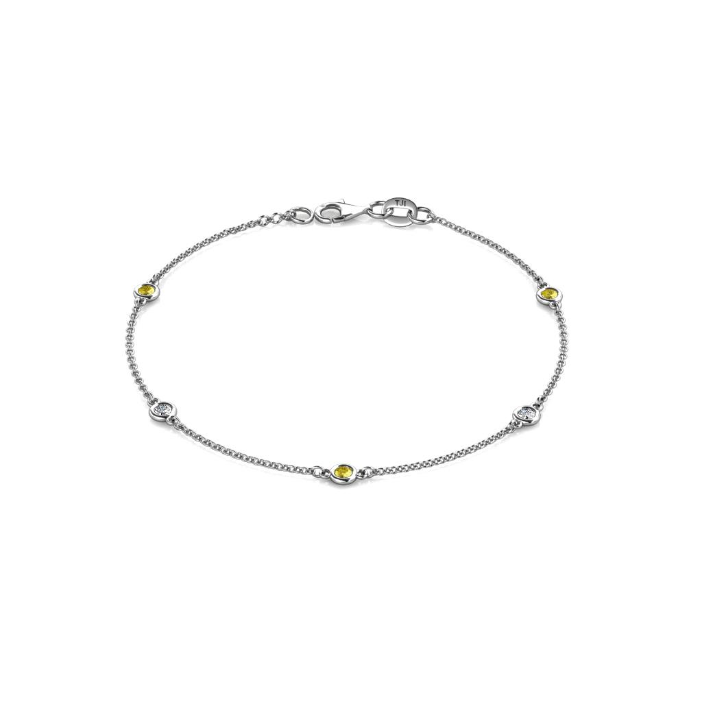 Aizza (5 Stn/2.7mm) Petite Yellow Sapphire and Diamond Station Bracelet 