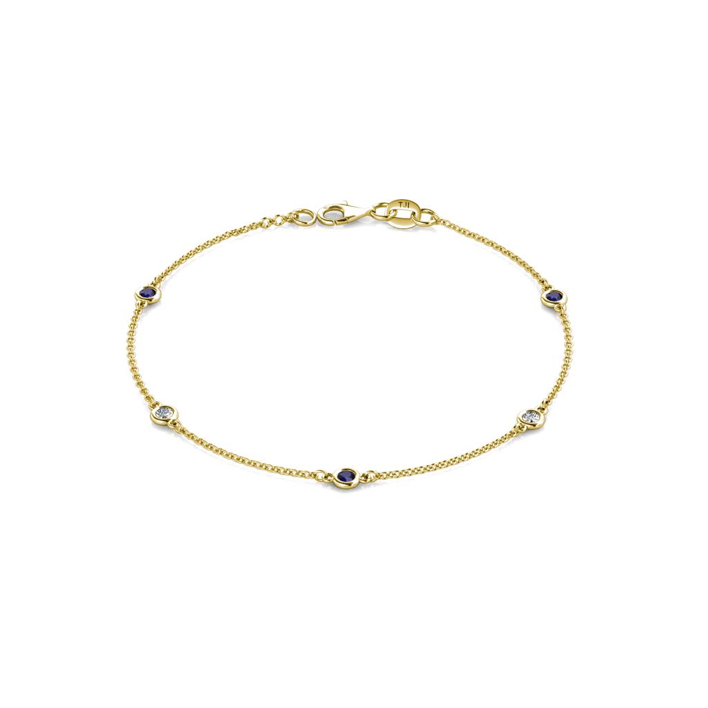 Aizza (5 Stn/2.7mm) Petite Blue Sapphire and Diamond Station Bracelet 