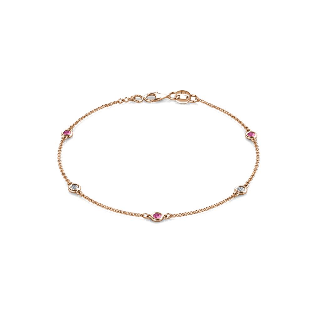 Aizza (5 Stn/2.7mm) Petite Pink Sapphire and Diamond Station Bracelet 