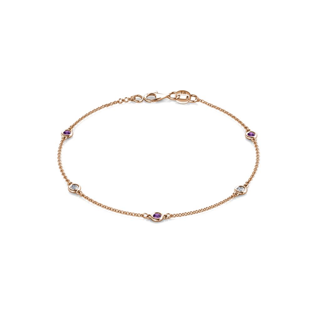 Aizza (5 Stn/2.7mm) Petite Amethyst and Diamond Station Bracelet 