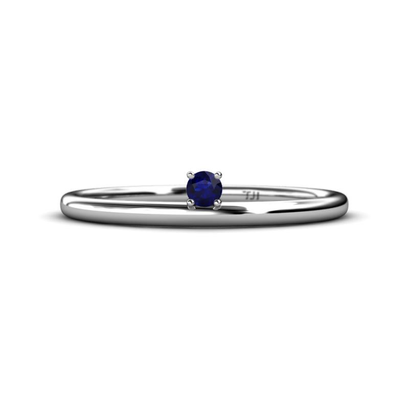 Celeste Bold 3.00 mm Round Blue Sapphire Solitaire Asymmetrical Stackable Ring 