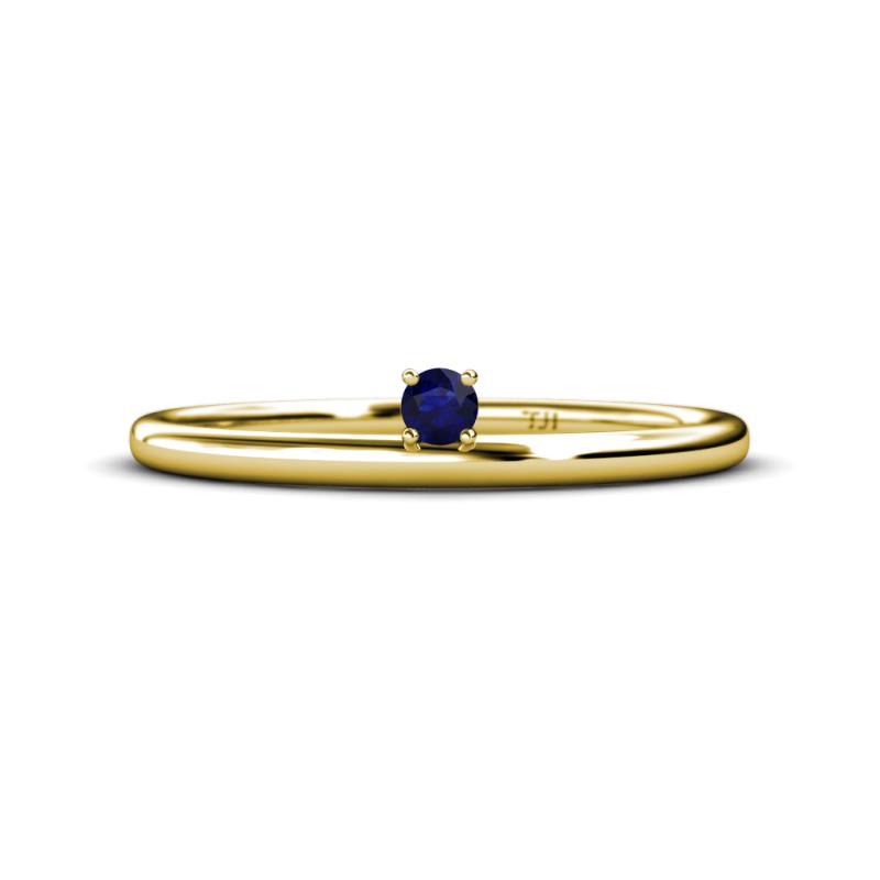 Celeste Bold 3.00 mm Round Blue Sapphire Solitaire Asymmetrical Stackable Ring 
