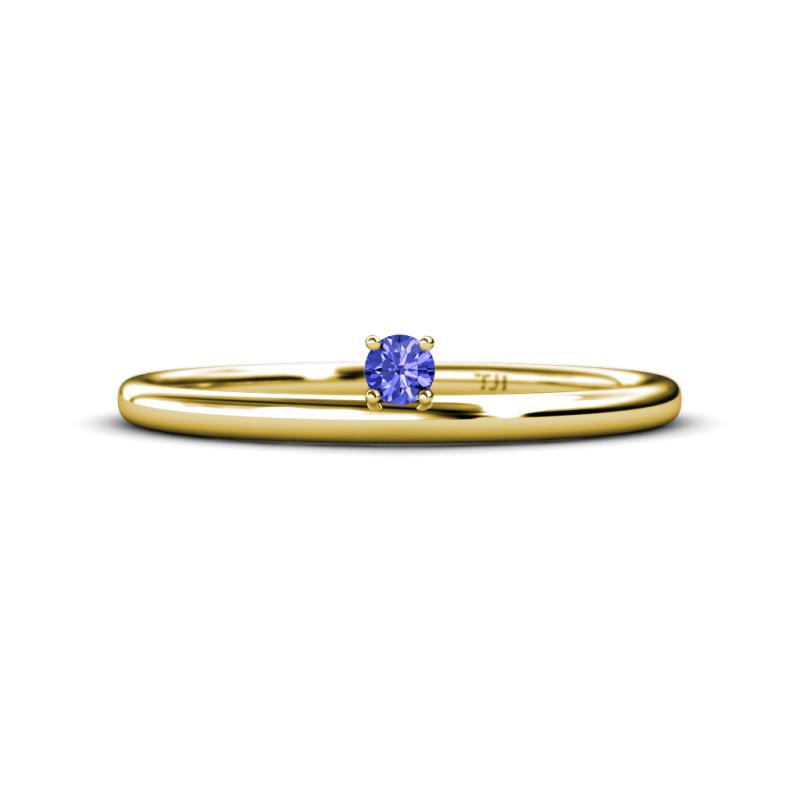 Celeste Bold 3.00 mm Round Tanzanite Solitaire Asymmetrical Stackable Ring 