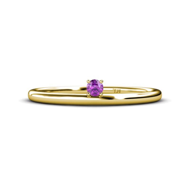 Celeste Bold 3.00 mm Round Amethyst Solitaire Asymmetrical Stackable Ring 
