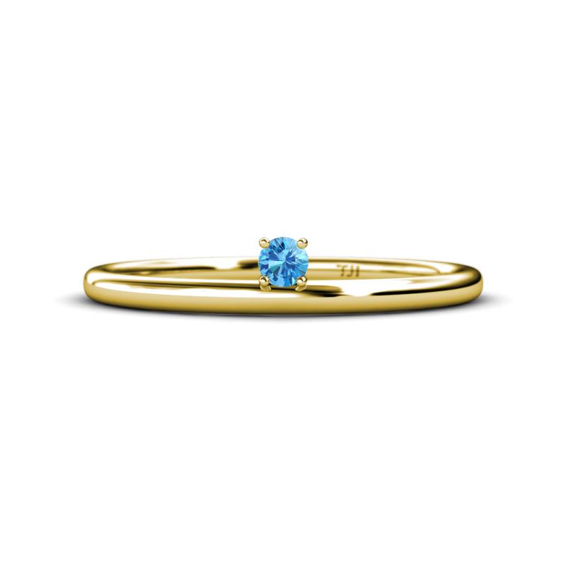 Celeste Bold 3.00 mm Round Blue Topaz Solitaire Asymmetrical Stackable Ring 