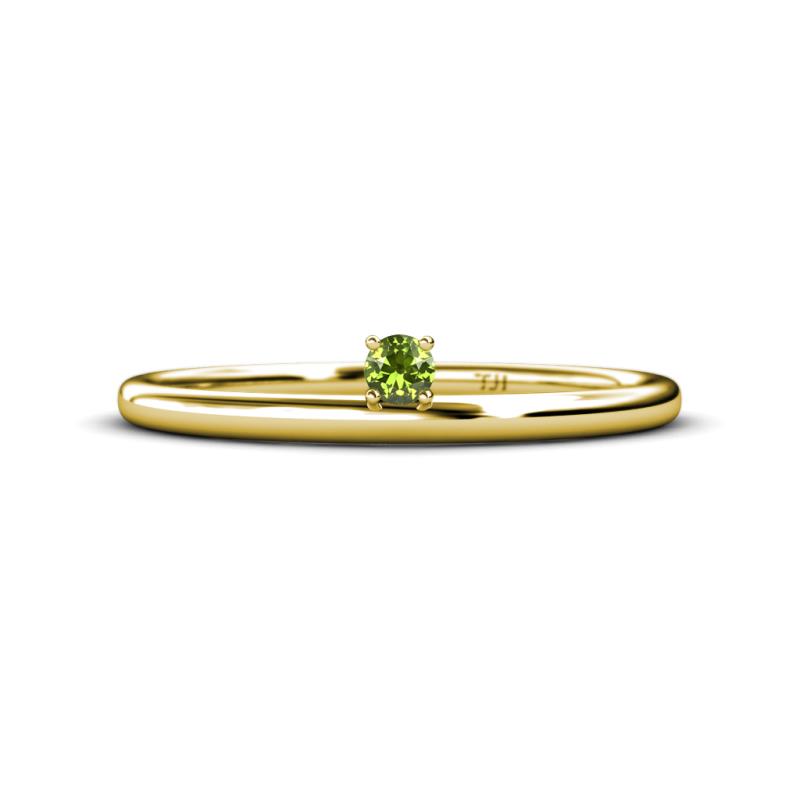 Celeste Bold 3.00 mm Round Peridot Solitaire Asymmetrical Stackable Ring 