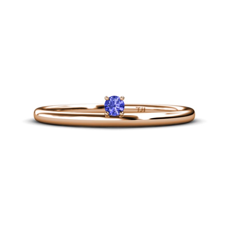Celeste Bold 3.00 mm Round Tanzanite Solitaire Asymmetrical Stackable Ring 