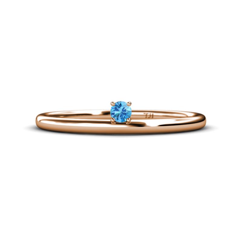 Celeste Bold 3.00 mm Round Blue Topaz Solitaire Asymmetrical Stackable Ring 