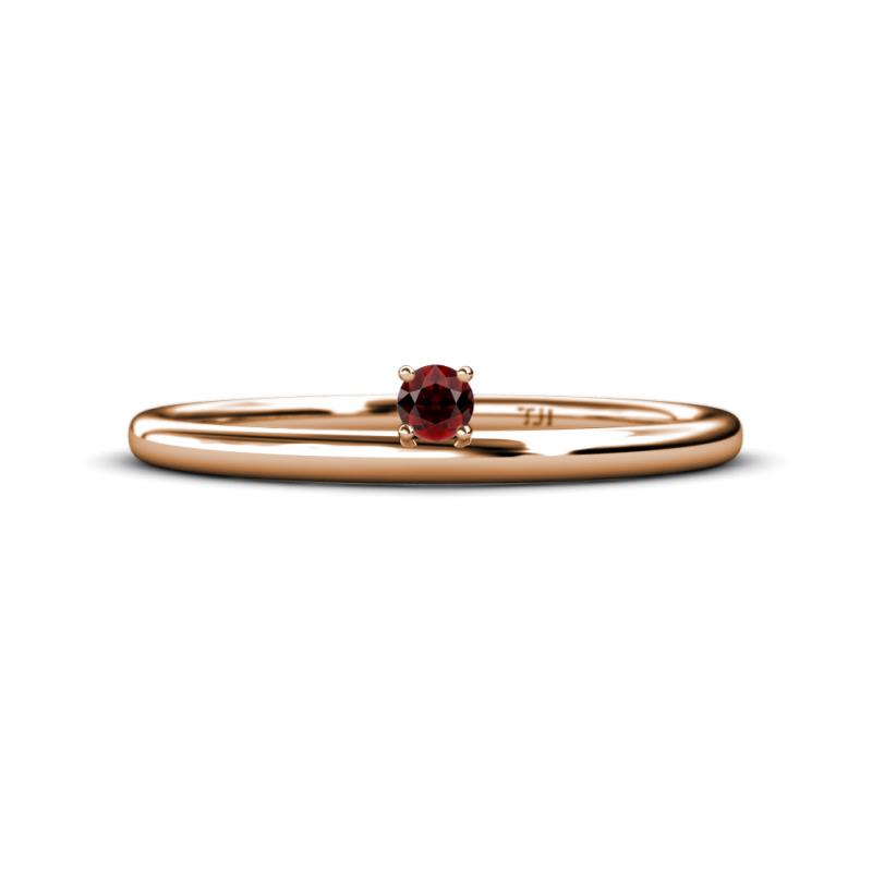 Celeste Bold 3.00 mm Round Red Garnet Solitaire Asymmetrical Stackable Ring 