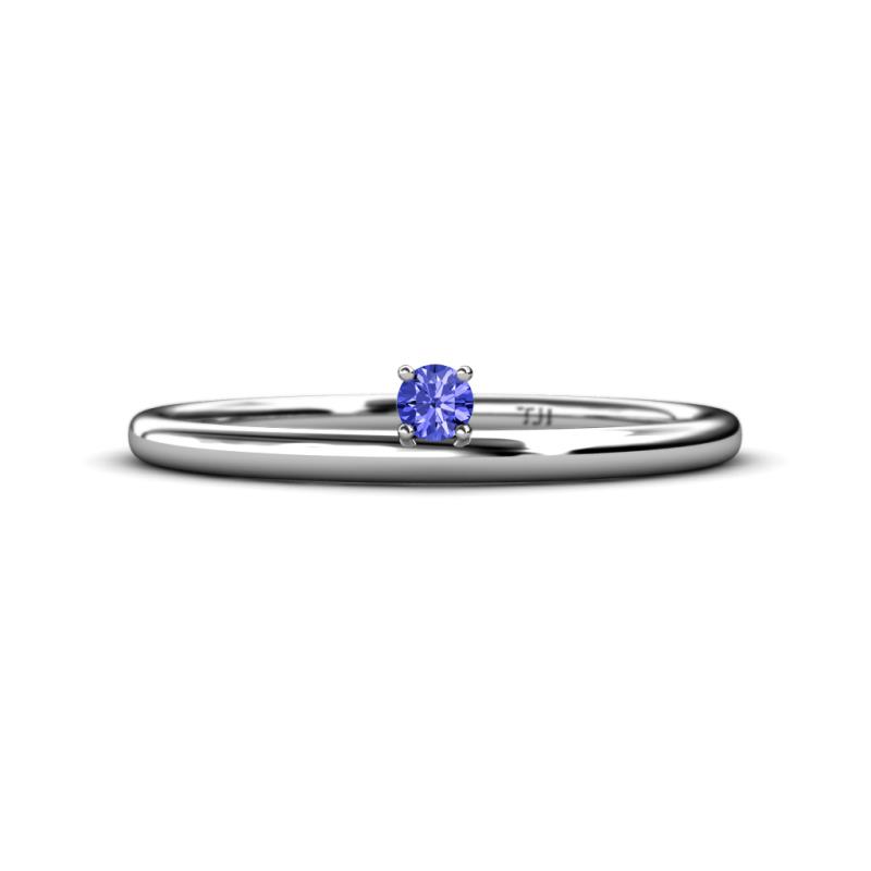 Celeste Bold 3.00 mm Round Tanzanite Solitaire Asymmetrical Stackable Ring 