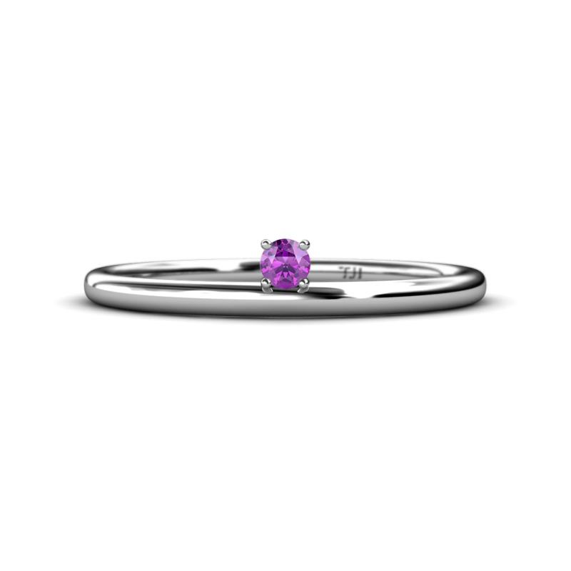 Celeste Bold 3.00 mm Round Amethyst Solitaire Asymmetrical Stackable Ring 