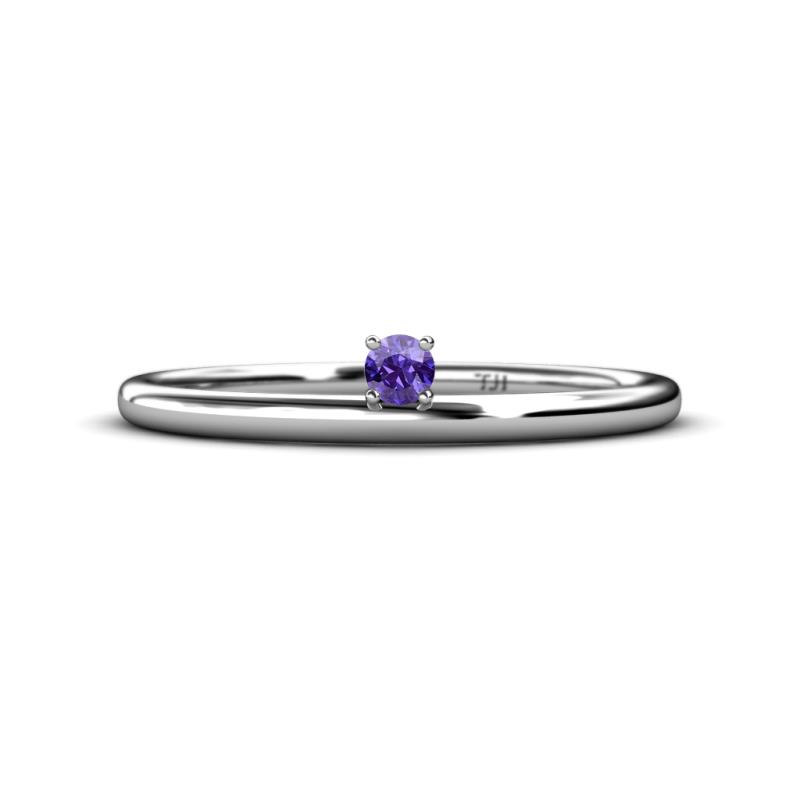 Celeste Bold 3.00 mm Round Iolite Solitaire Asymmetrical Stackable Ring 