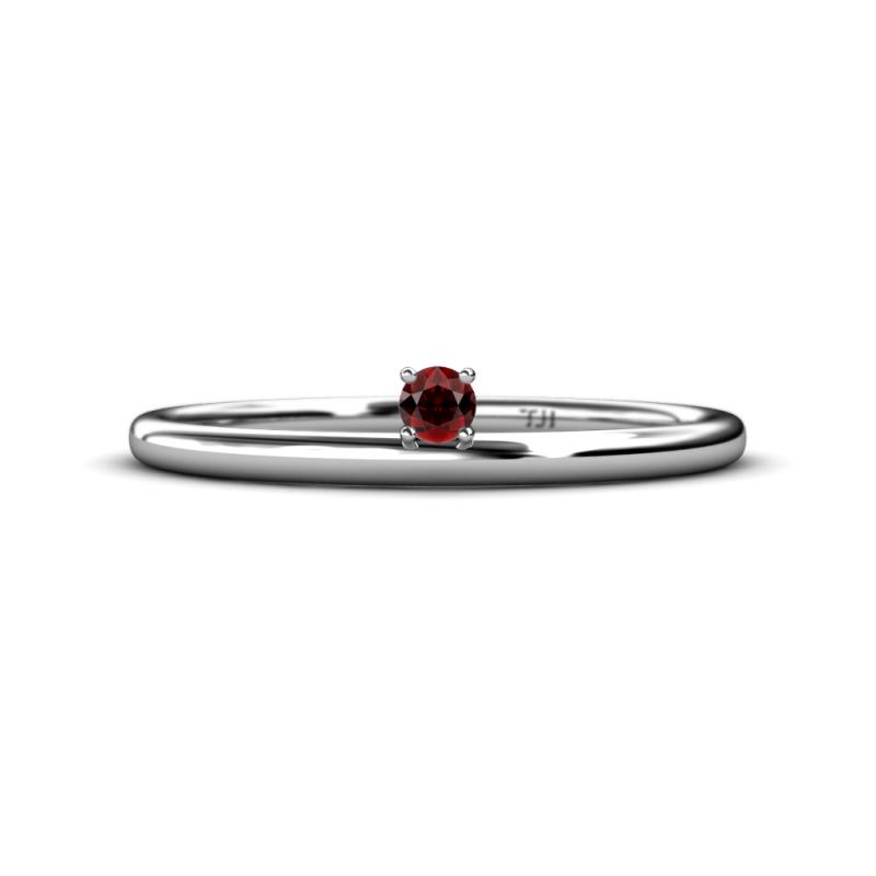 Celeste Bold 3.00 mm Round Red Garnet Solitaire Asymmetrical Stackable Ring 