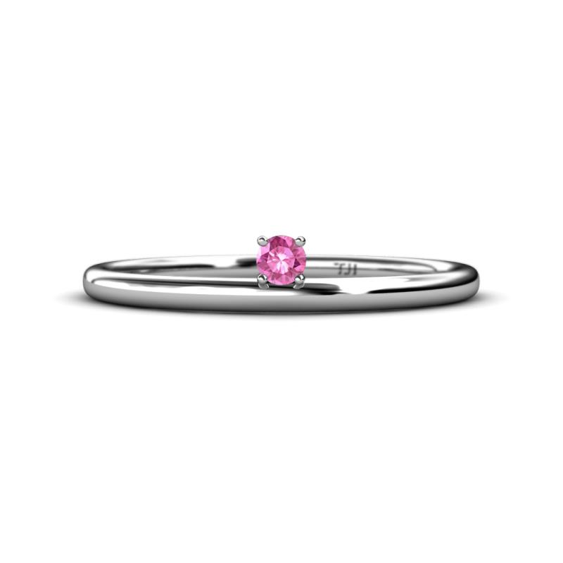 Celeste Bold 3.00 mm Round Pink Sapphire Solitaire Asymmetrical Stackable Ring 