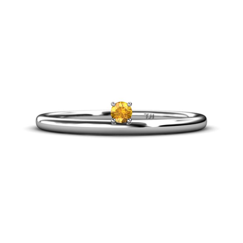 Celeste Bold 3.00 mm Round Citrine Solitaire Asymmetrical Stackable Ring 