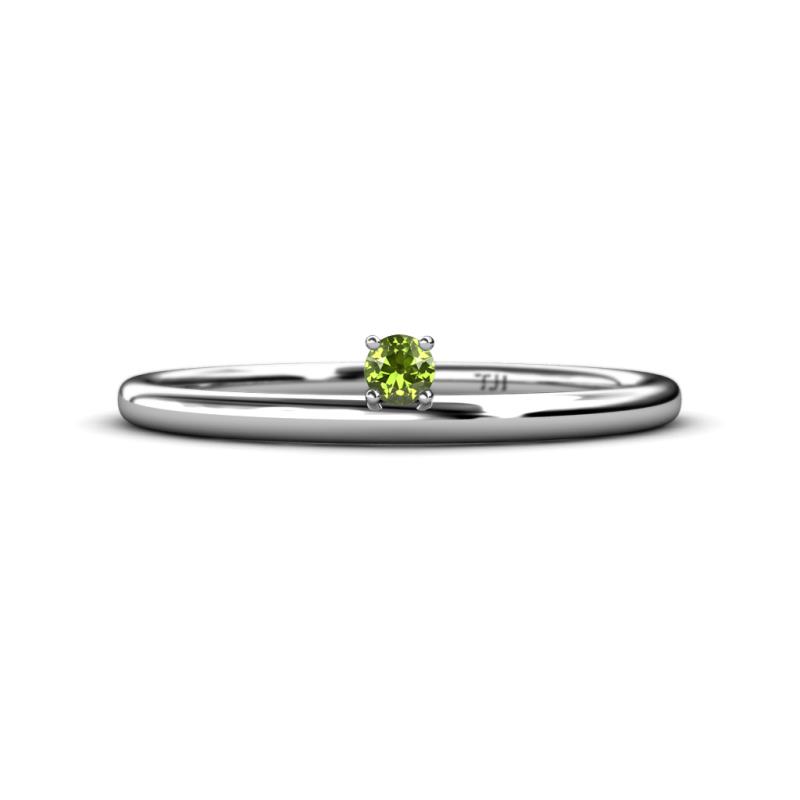 Celeste Bold 3.00 mm Round Peridot Solitaire Asymmetrical Stackable Ring 
