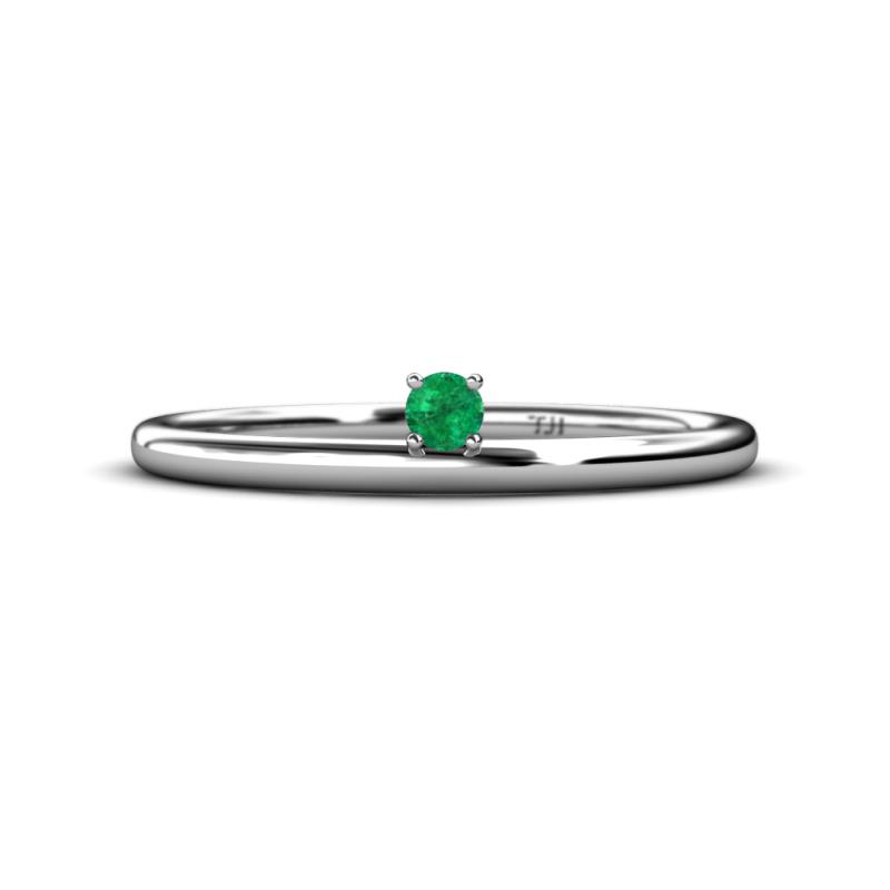 Celeste Bold 3.00 mm Round Emerald Solitaire Asymmetrical Stackable Ring 