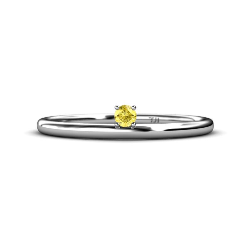 Celeste Bold 3.00 mm Round Yellow Sapphire Solitaire Asymmetrical Stackable Ring 