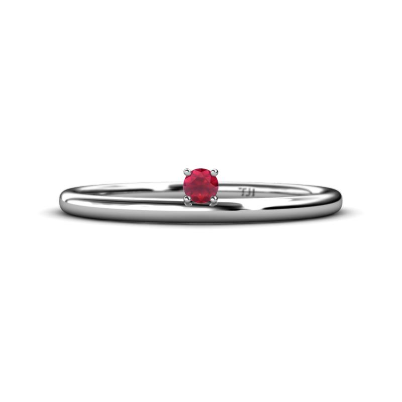 Celeste Bold 3.00 mm Round Ruby Solitaire Asymmetrical Stackable Ring 