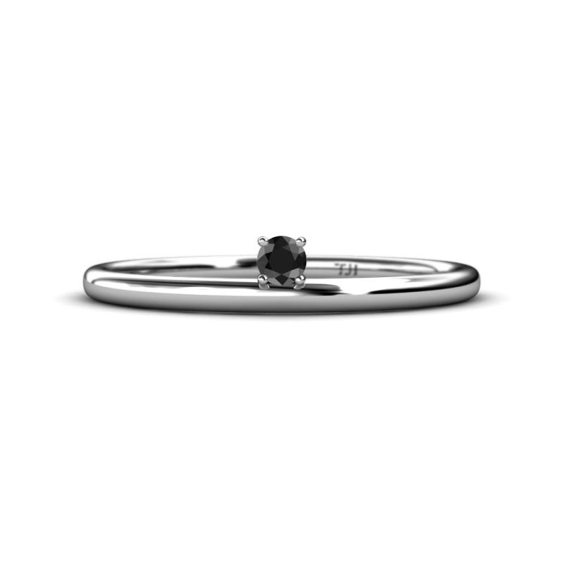 Celeste Bold 3.00 mm Round Black Diamond Solitaire Asymmetrical Stackable Ring 