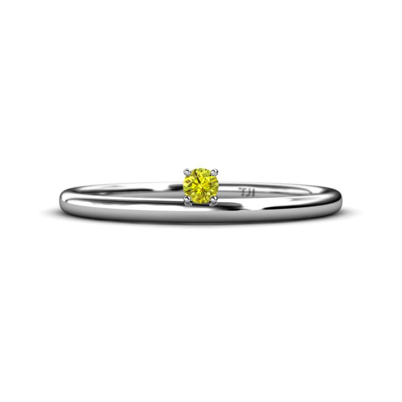 Celeste Bold 3.00 mm Round Yellow Diamond Solitaire Asymmetrical Stackable Ring 