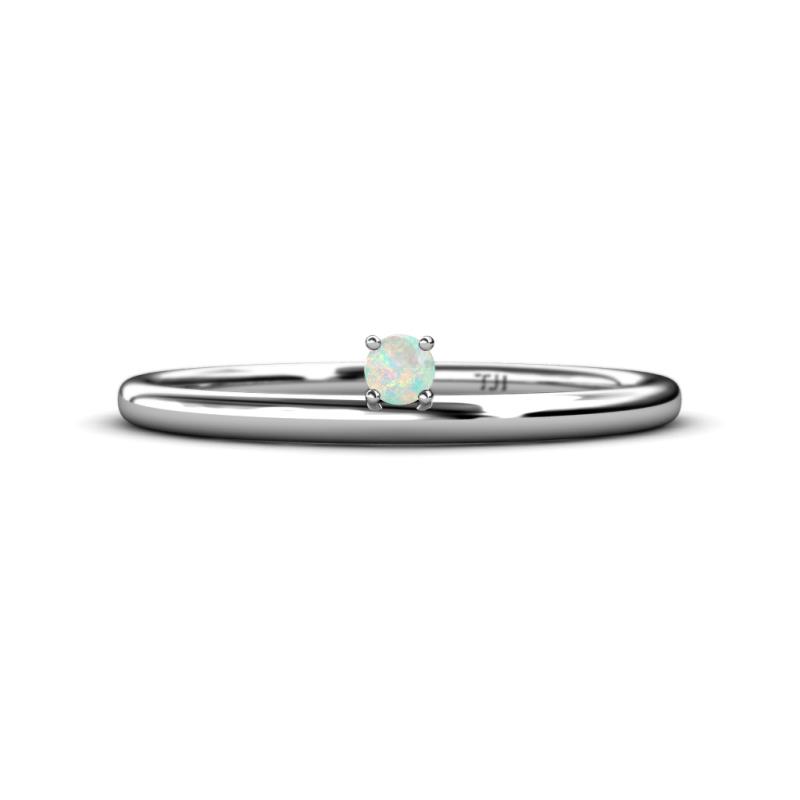 Celeste Bold 3.00 mm Round Opal Solitaire Asymmetrical Stackable Ring 