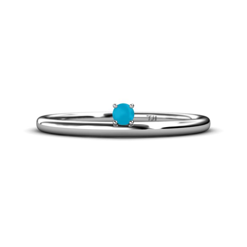 Celeste Bold 3.00 mm Round Turquoise Solitaire Asymmetrical Stackable Ring 