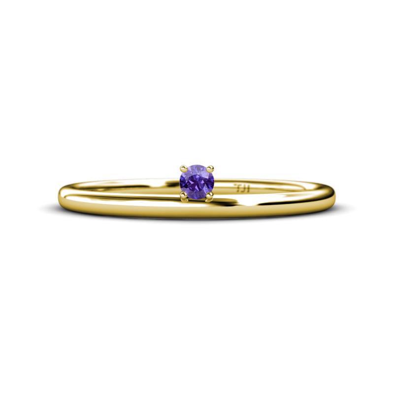 Celeste Bold 3.00 mm Round Iolite Solitaire Asymmetrical Stackable Ring 