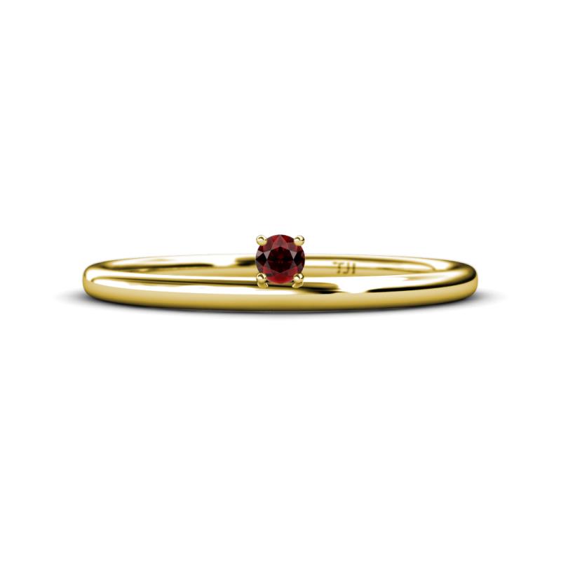 Celeste Bold 3.00 mm Round Red Garnet Solitaire Asymmetrical Stackable Ring 