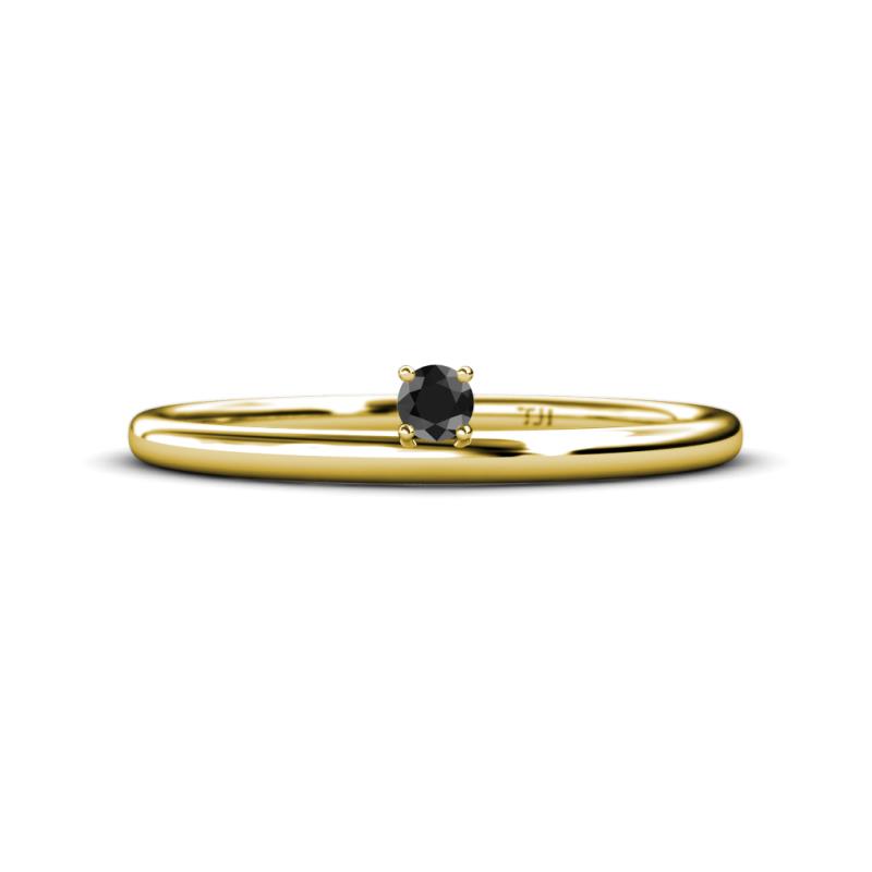 Celeste Bold 3.00 mm Round Black Diamond Solitaire Asymmetrical Stackable Ring 