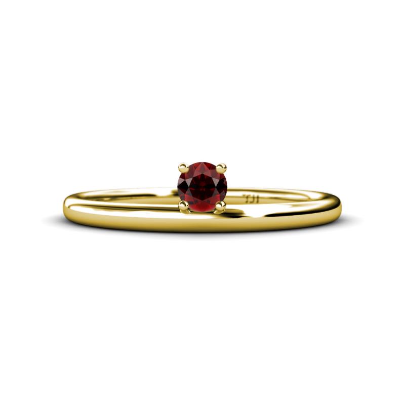 Celeste Bold 4.00 mm Round Red Garnet Solitaire Asymmetrical Stackable Ring 