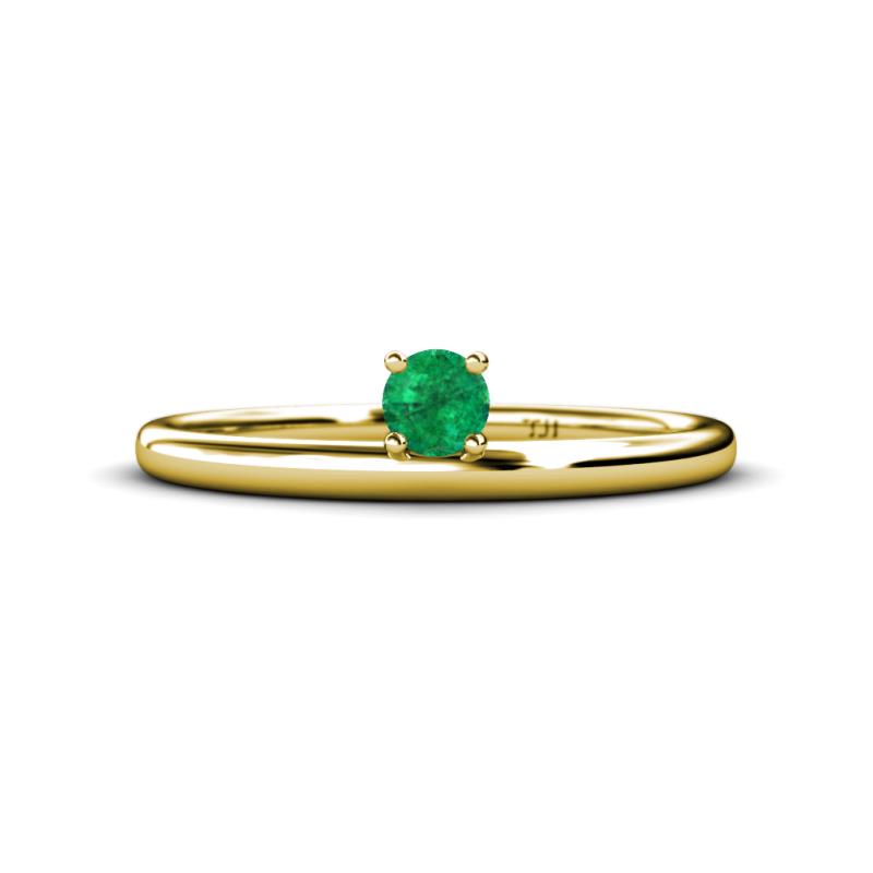 Celeste Bold 4.00 mm Round Emerald Solitaire Asymmetrical Stackable Ring 