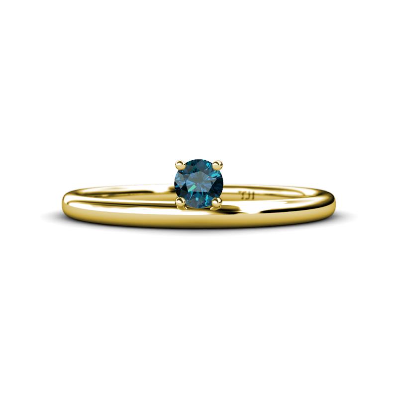 Celeste Bold 4.00 mm Round Blue Diamond Solitaire Asymmetrical Stackable Ring 