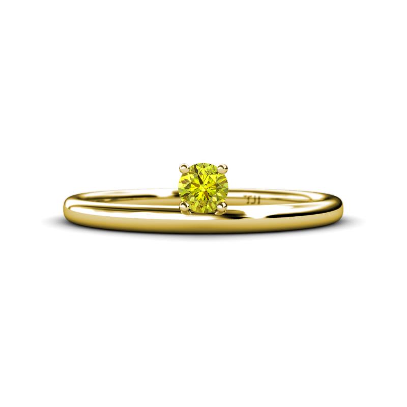 Celeste Bold 4.00 mm Round Yellow Diamond Solitaire Asymmetrical Stackable Ring 