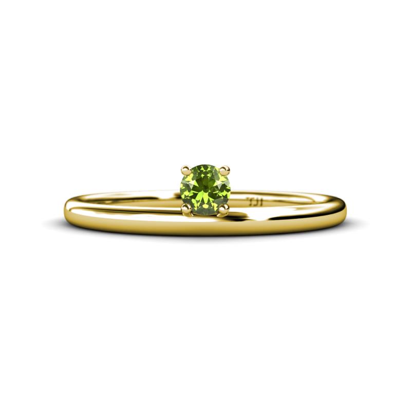 Celeste Bold 4.00 mm Round Peridot Solitaire Asymmetrical Stackable Ring 